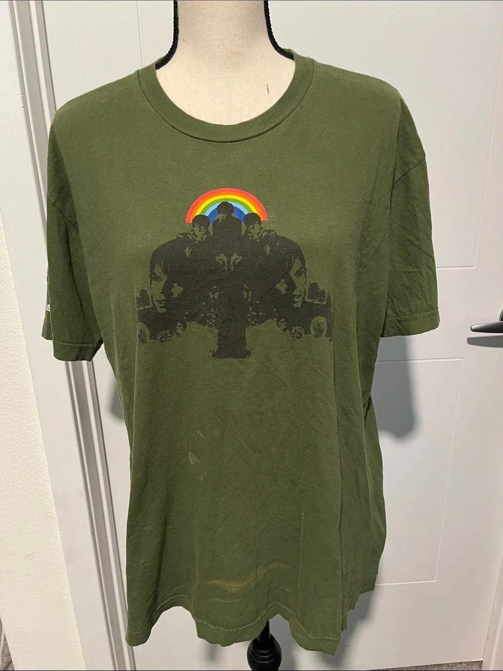 Y2K Supergrass Band Green Rainbow Graphic Pullover T-Shirt Music Concert